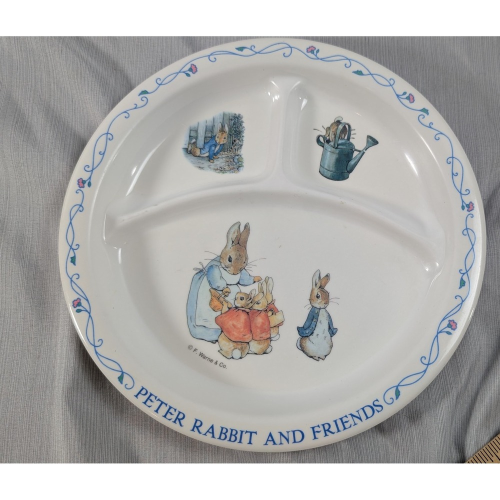 Vintage Peter Rabbit and Friends Divided Melamine Plate Eden Beatrix Potter 8.5"